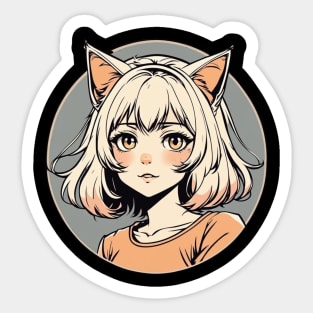 Vintage anime cat girl Sticker